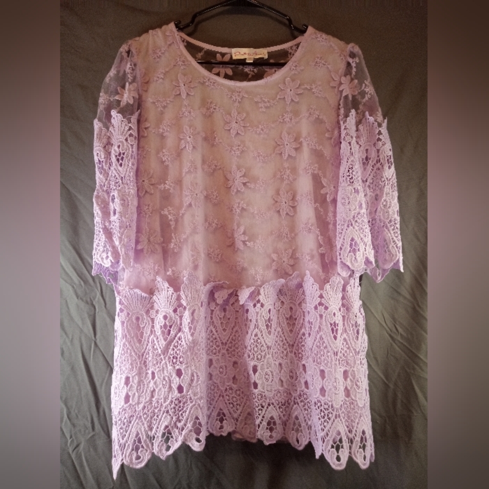 Pretty Angel Lilac Lace Floral Blouse
